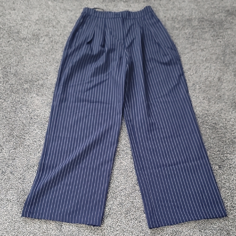 Commense Men's Blue Pinstripe Dress Pants